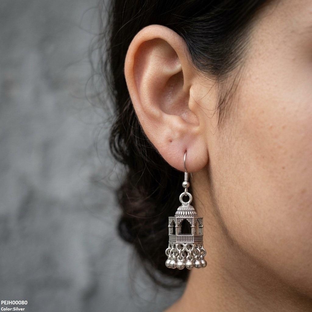 PEJH00080 ABD Dome Shape Pearl Drop Jhumki - PEJH