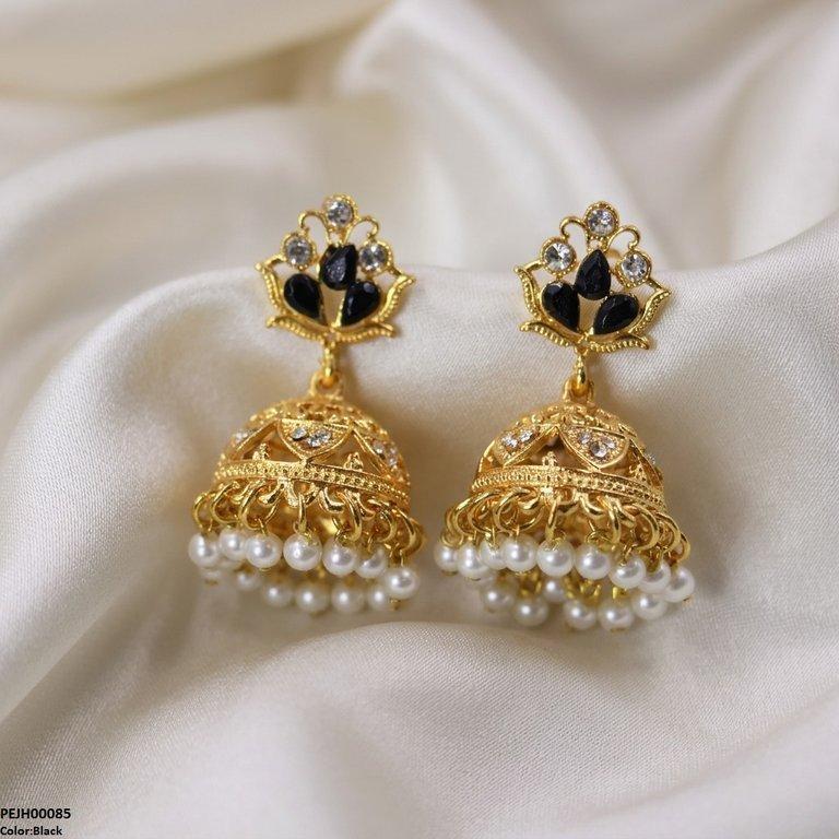 PEJH00085 FRN Flower Pearl Drop Jhumki Drop - PEJH