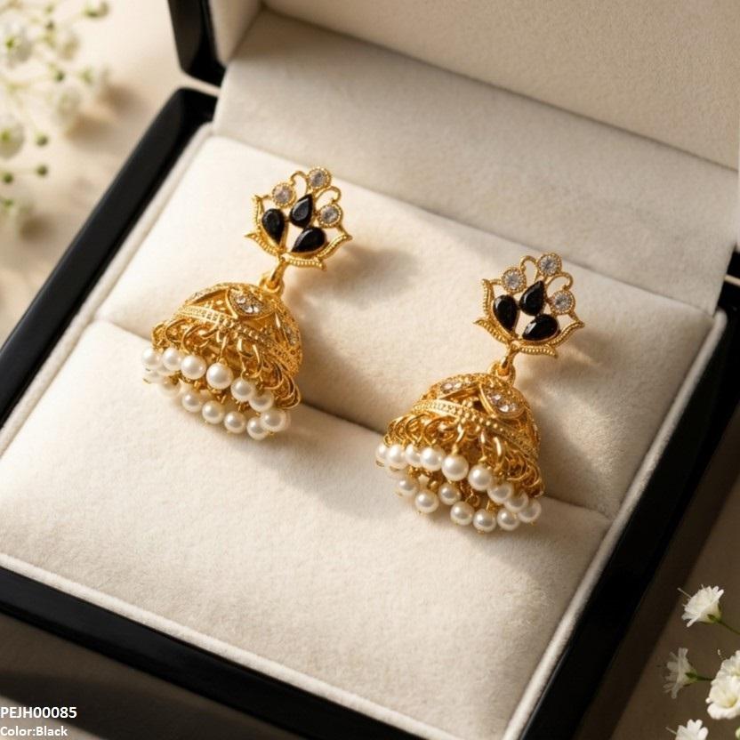 PEJH00085 FRN Flower Pearl Drop Jhumki Drop - PEJH