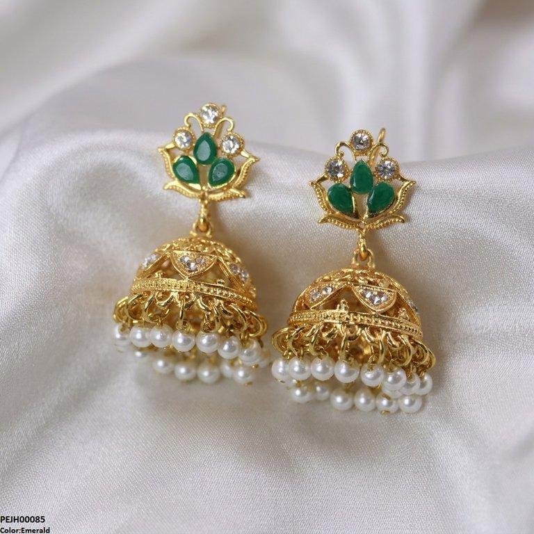 PEJH00085 FRN Flower Pearl Drop Jhumki Drop - PEJH
