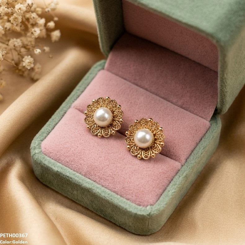 PETH00367  ABD Round Pearl Stone Tops Pair - PETH