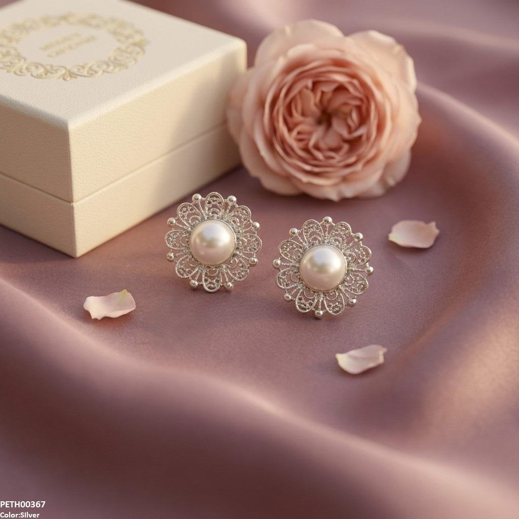 PETH00367  ABD Round Pearl Stone Tops Pair - PETH