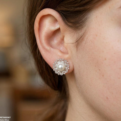 PETH00367  ABD Round Pearl Stone Tops Pair - PETH
