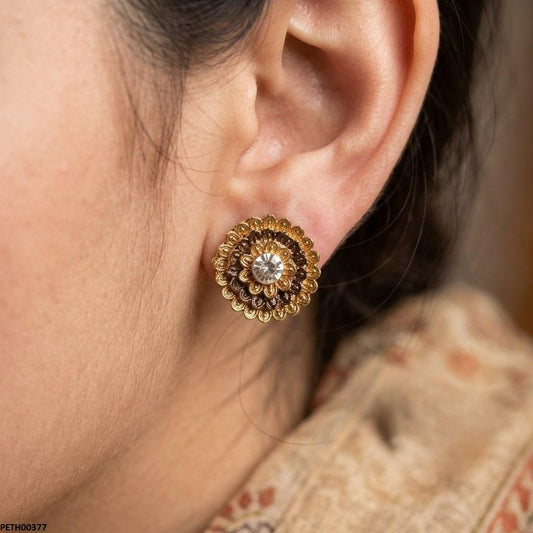 PETH00377 ABD Round Flower Antique Tops Pair - PETH