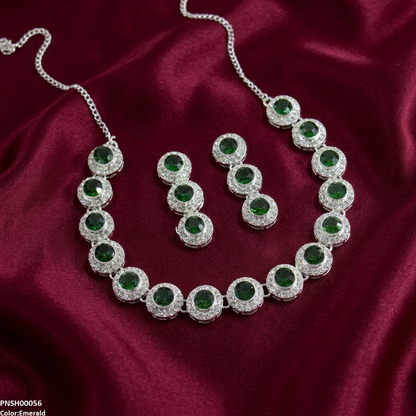 PNSH00056 ABD Round Crystal Stone Necklace Set - PNSH