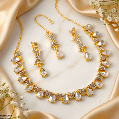 PNSH00058 FRN Tear Stone Necklace Set - PNSH