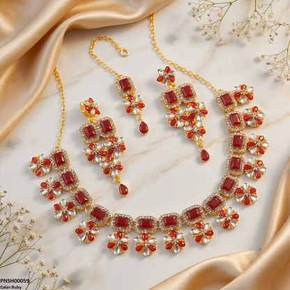 PNSH00059 FRN Tear/Flower Necklace Set - PNSH