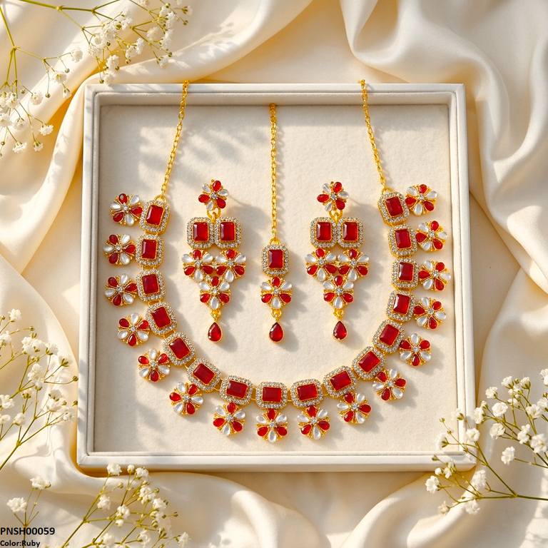 PNSH00059 FRN Tear/Flower Necklace Set - PNSH