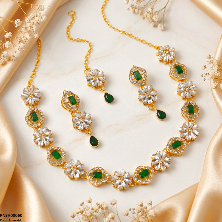PNSH00060 FRN Floral Flower Necklace Set - PNSH