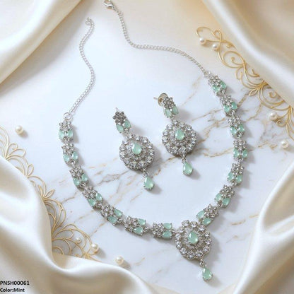 PNSH00061 ABD Flora Crystal Necklace Set - PNSH