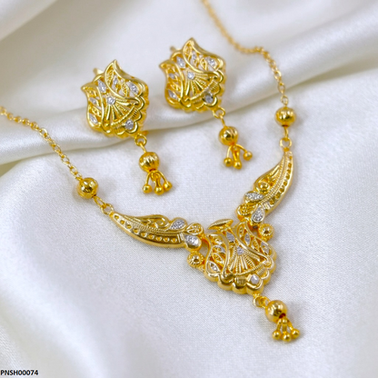 PNSH00074 FRN  Round Drop Necklace Set - PNSH