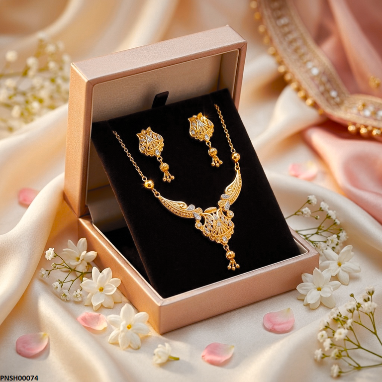 PNSH00074 FRN  Round Drop Necklace Set - PNSH