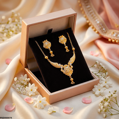 PNSH00074 FRN  Round Drop Necklace Set - PNSH