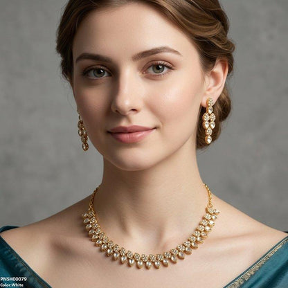 PNSH00079 FRN Tear Leaf Necklace Set - PNSH