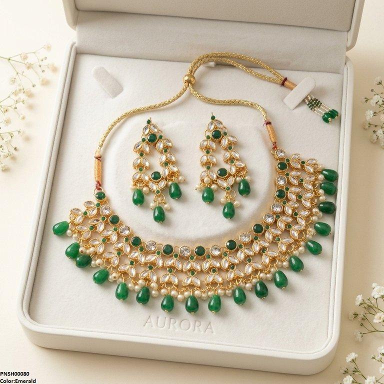 PNSH00080 FRN Tear Pearl Drop Necklace Set - PNSH