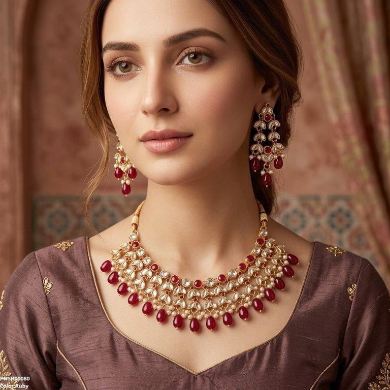 PNSH00080 FRN Tear Pearl Drop Necklace Set - PNSH