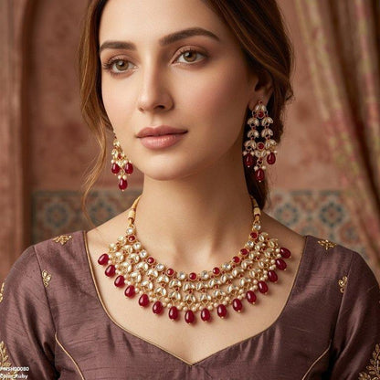 PNSH00080 FRN Tear Pearl Drop Necklace Set - PNSH