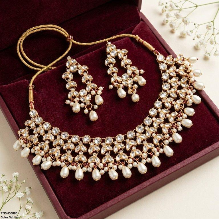 PNSH00080 FRN Tear Pearl Drop Necklace Set - PNSH