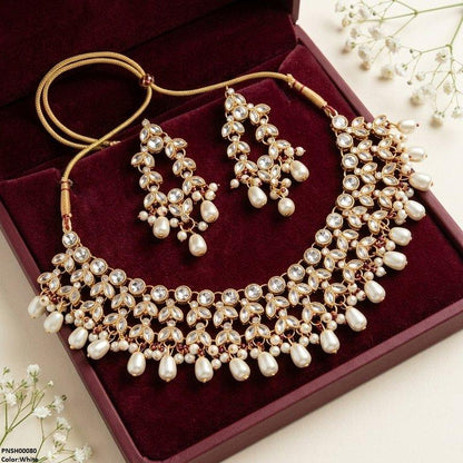 PNSH00080 FRN Tear Pearl Drop Necklace Set - PNSH