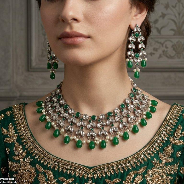PNSH00081 FRN Tear Pearl Drop Necklace Set - PNSH