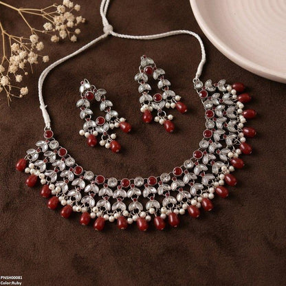 PNSH00081 FRN Tear Pearl Drop Necklace Set - PNSH