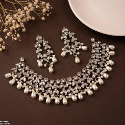 PNSH00081 FRN Tear Pearl Drop Necklace Set - PNSH