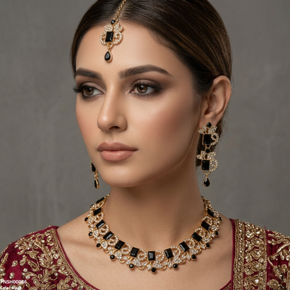 PNSH00086 FRN Rectangle/Tear Drop Necklace Set - PNSH