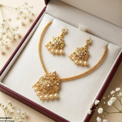 PNSH00087 SDQ Tear Pear Drop Necklace Set - PNSH