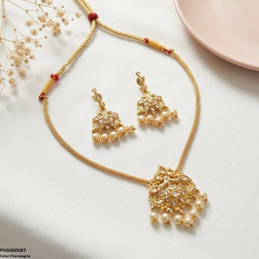 PNSH00087 SDQ Tear Pear Drop Necklace Set - PNSH