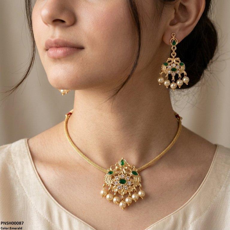 PNSH00087 SDQ Tear Pear Drop Necklace Set - PNSH