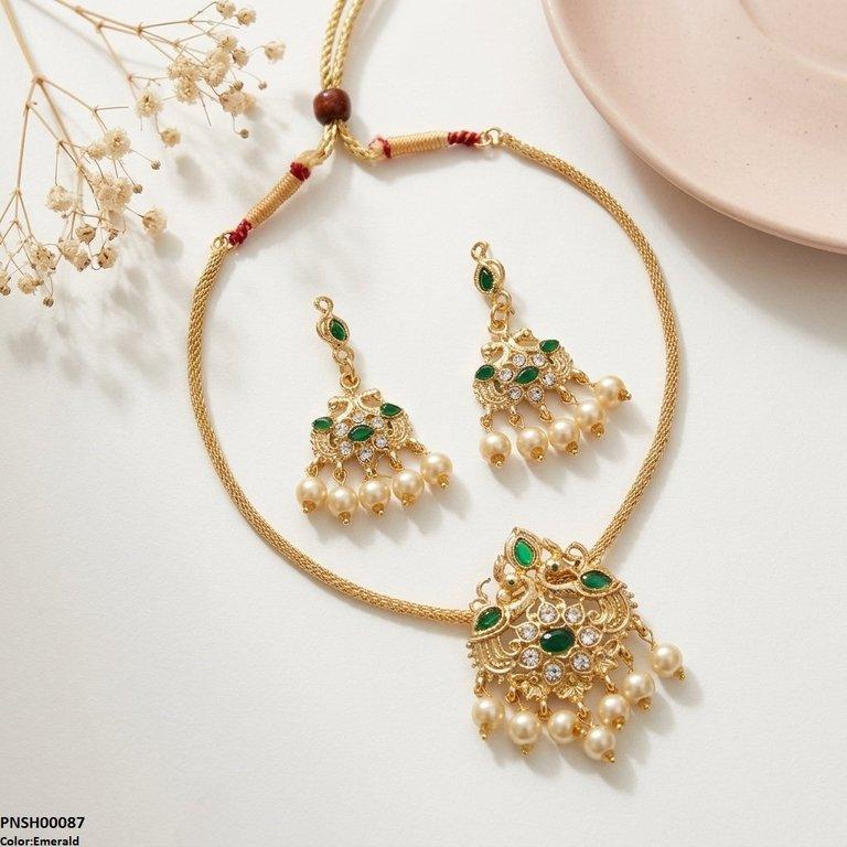 PNSH00087 SDQ Tear Pear Drop Necklace Set - PNSH