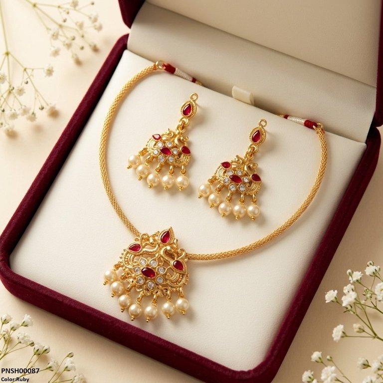 PNSH00087 SDQ Tear Pear Drop Necklace Set - PNSH