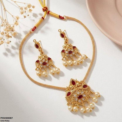 PNSH00087 SDQ Tear Pear Drop Necklace Set - PNSH