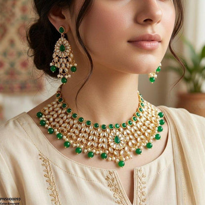 PNSH00093 FRN Tear/Marquise Pearl Drop Necklace Set - PNSH