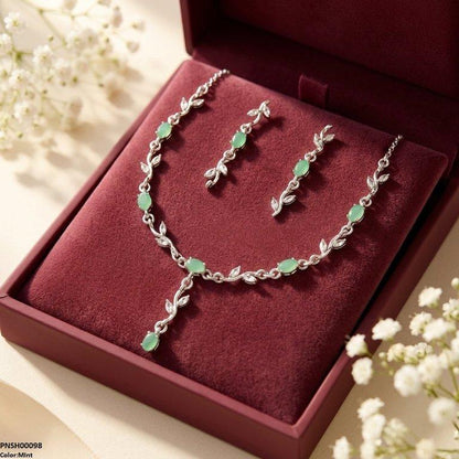 PNSH00098 SDQ Tulip Flower Drop Necklace Set - PNSH