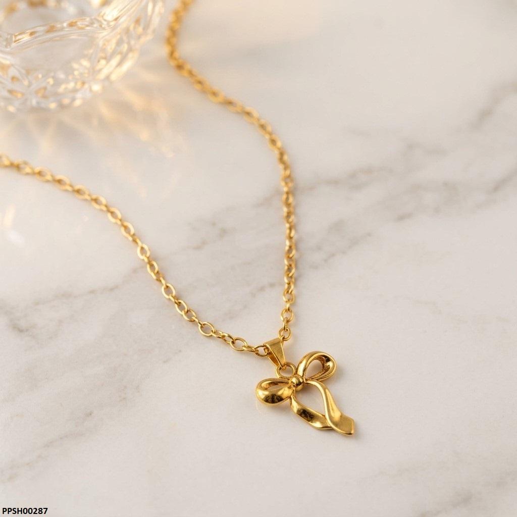 PPSH00287 MZM Bow Drop Pedant With Chain - PPSH