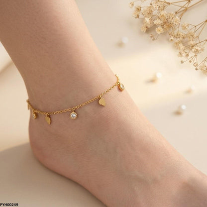 PYH00249 BHS Stainless Steel Tree/Round Drop Anklet - TBCH