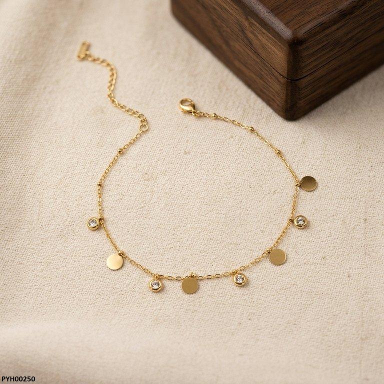 PYH00250 BHS Stainless Steel Round Drop Anklet - PYH