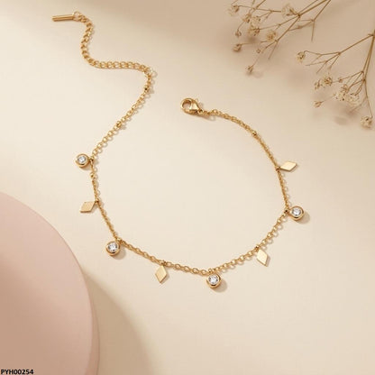 PYH00254 BHS Stainless Steel Diamond/Round Drop Anklet - TBCH