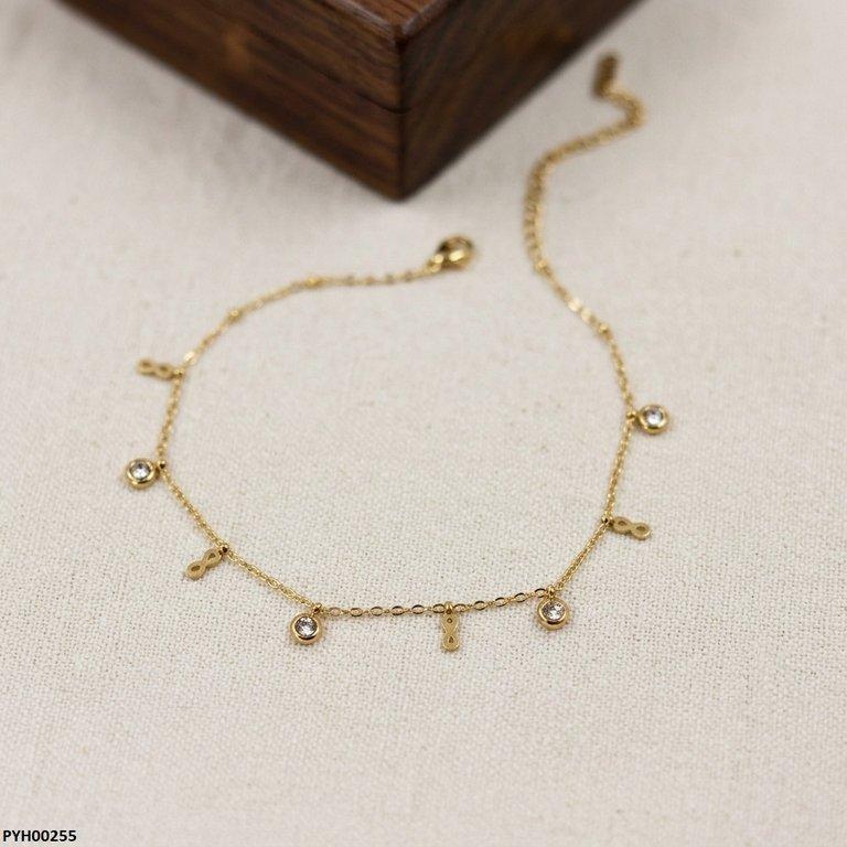 PYH00255 BHS Stainless Steel Infinity/Round Drop Anklet - TBCH