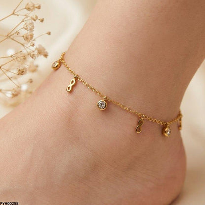 PYH00255 BHS Stainless Steel Infinity/Round Drop Anklet - TBCH