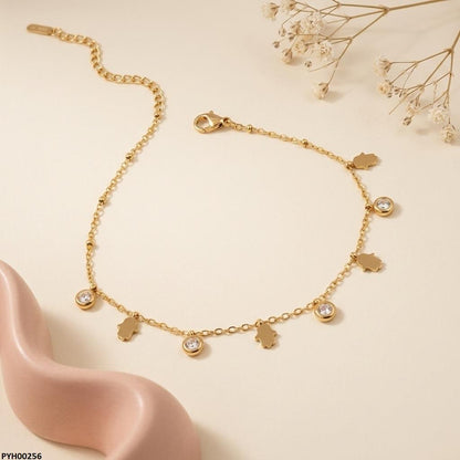 PYH00256 BHS Stainless Steel Penguin/Round Drop Anklet - TBCH