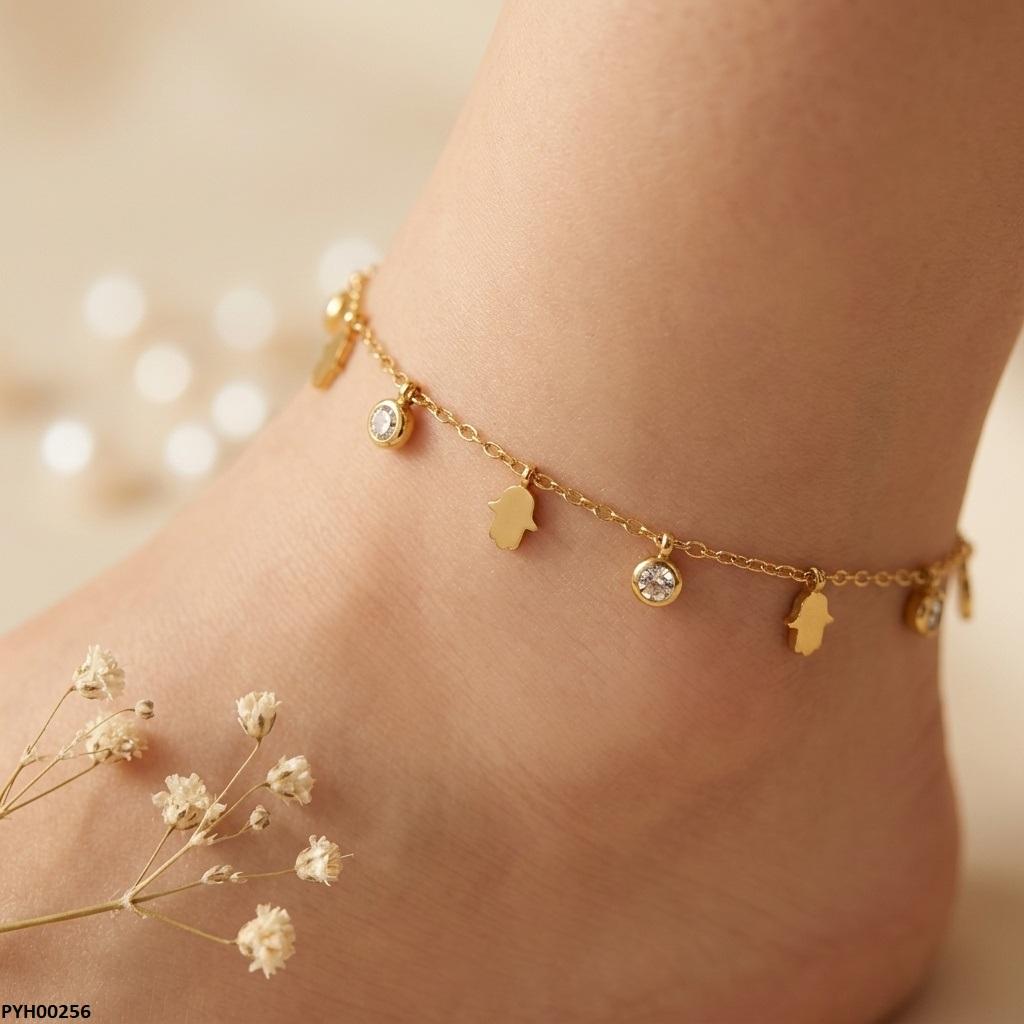 PYH00256 BHS Stainless Steel Penguin/Round Drop Anklet - TBCH