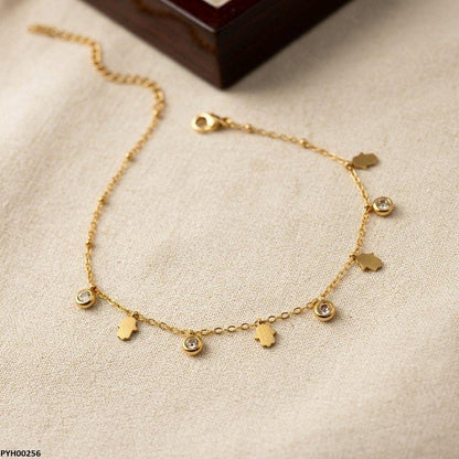 PYH00256 BHS Stainless Steel Penguin/Round Drop Anklet - TBCH
