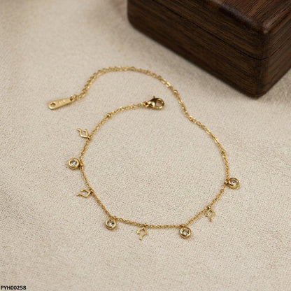 PYH00258 BHS Stainless Steel Music Note/Round Drop Anklet - TBCH