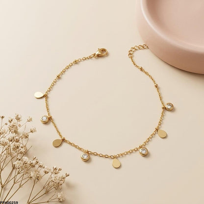 PYH00259 BHS Stainless Steel Tear/Round Drop Anklet - TBCH