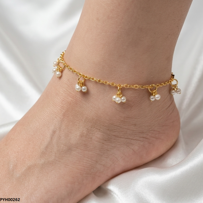 PYH00262 SDQ Round Pearl Drop Anklet - PYH