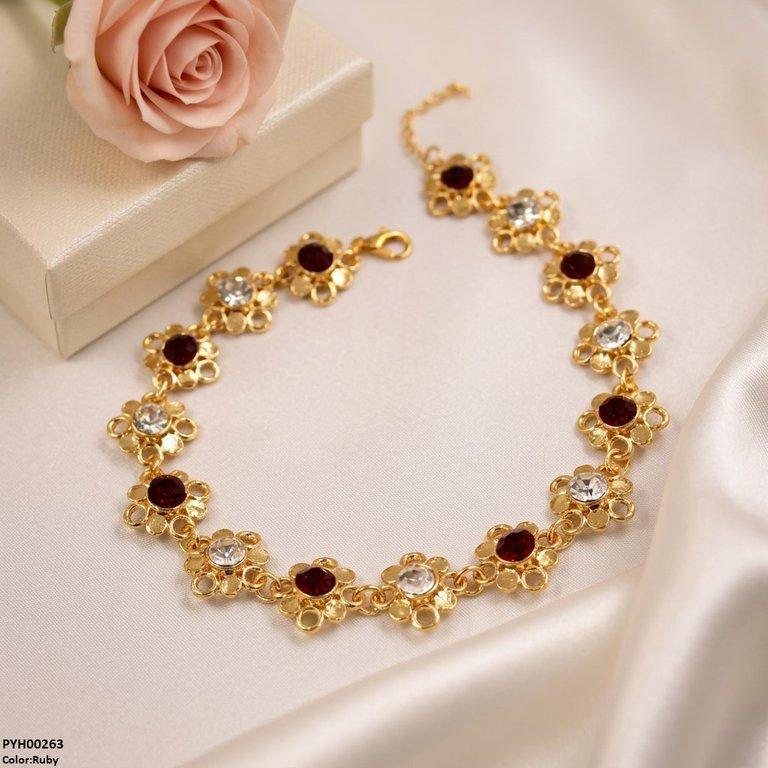 PYH00263  ABD Flower Stone  Single Anklet - PYH