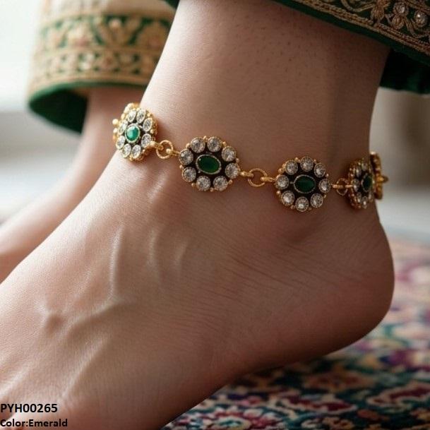 PYH00265 ABD Oval Flower Single Anklet - PYH