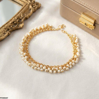 PYH00267 FRN Round Pearl Drop Anklet Single - PYH